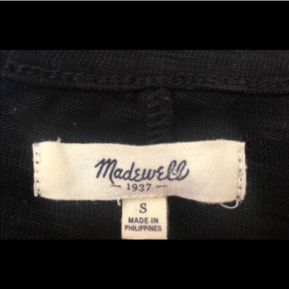 Madewell tweed wool panel button detail 3/4 sleeve pullover top. Size S - Picture 5 of 5